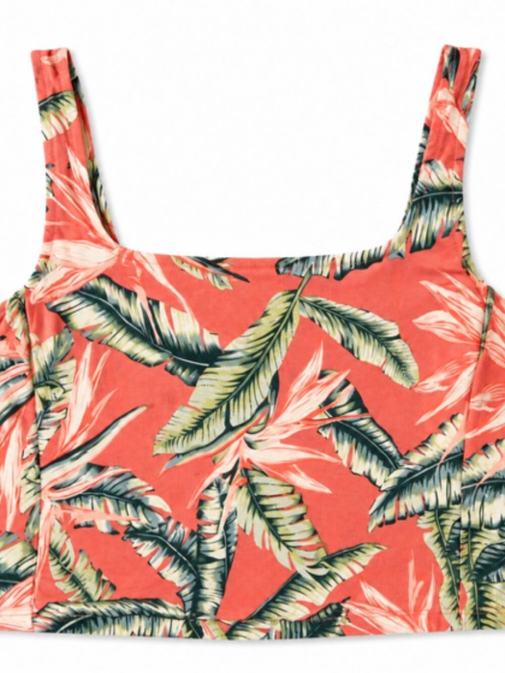 Christian Siriano XS Tropical Linen Blend Crop Top Resort Boho Palm Print